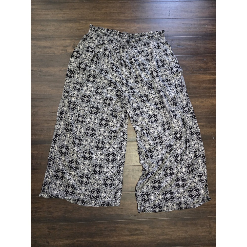 Torrid Challis Pull On Wide Leg Pants Plus Size 6 Tall High Rise Black Floral